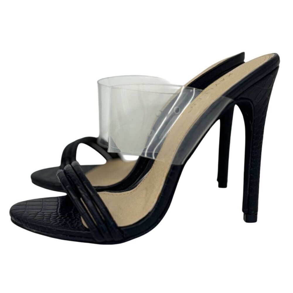 KAYLEEN / Berkley-16 / Black Croc-Embossed / Clear / Strap / Heeled Sandals - Picture 4 of 8